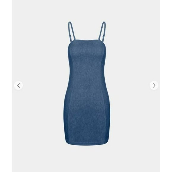 Halara Adjustable & Removable Strap Backless Bodycon Stretchy Denim Mini Medium - Picture 8 of 10